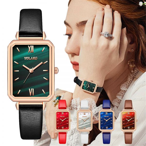 Ladies Casual Quartz Watches Women Leather Strap Spin